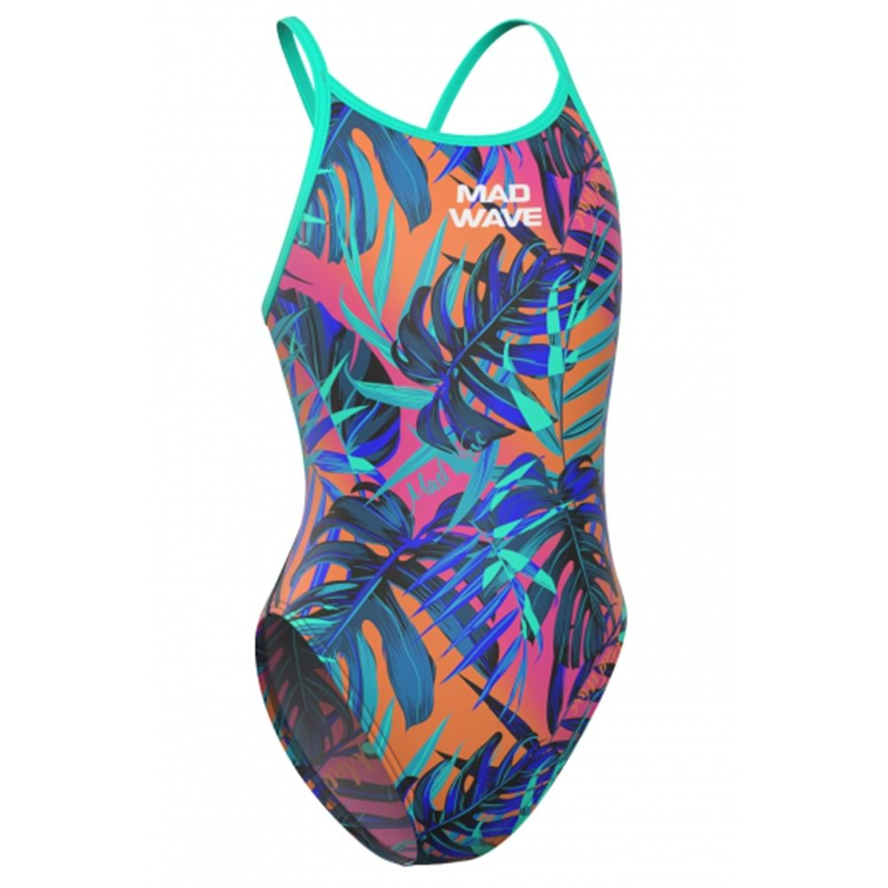 Mad Wave Junior swimsuit antichlor Flare Jun - Pembe-siyah - XXL/13-14 YAŞ