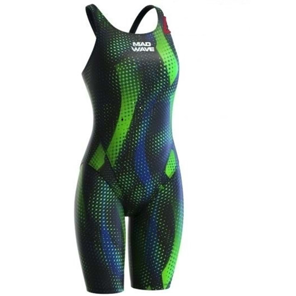 Mad Wave Kadın Yarış Mayosu open back swimsuit Bod - Yeşil - XXS/UK22/12-13 YAŞ