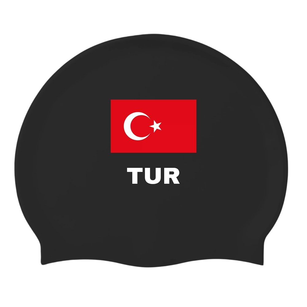 İKAVİ Türk Bayrağı “TUR” Silikon Deniz ve Havuz Bonesi – Siyah