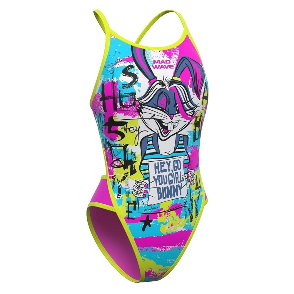 Mad Wave Kız Çocuk Mayosu antichlor Diana junior - Renkli - XXL/14-15 YAŞ