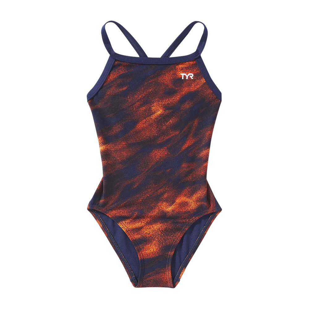 TYR Tyr Durafast Elite® Kız Çocuk Diamondfit Mayo - Soren - Turuncu - 22 - ST00676-2626