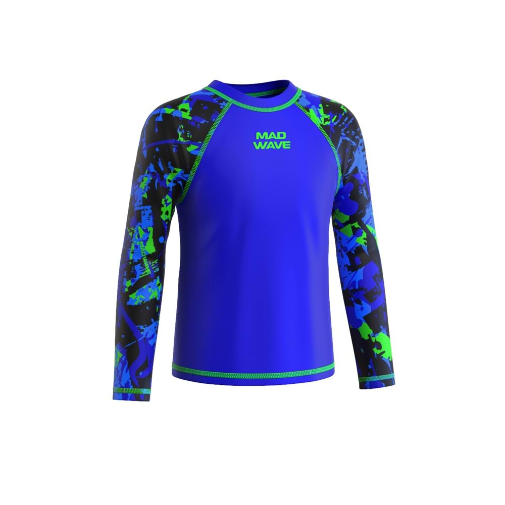 Mad Wave 50+ Güneş Koruyuculu Uzun Kollu Çocuk Tişörtü - Mavi - XL/12-13 YAŞ - ST00813-3138
