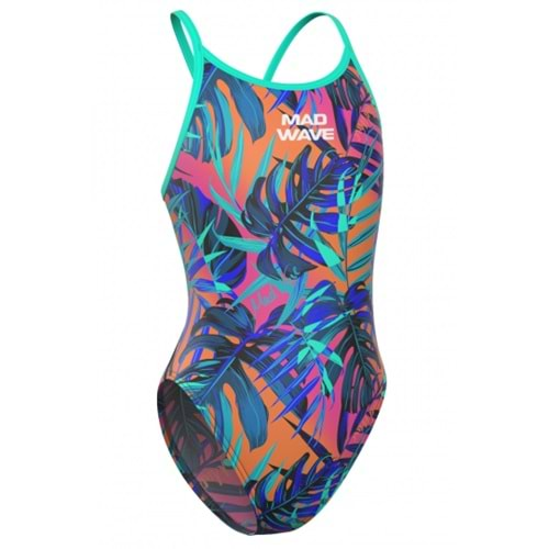 Mad Wave Junior swimsuit antichlor Flare Jun - Pembe-siyah - XXL/13-14 YAŞ