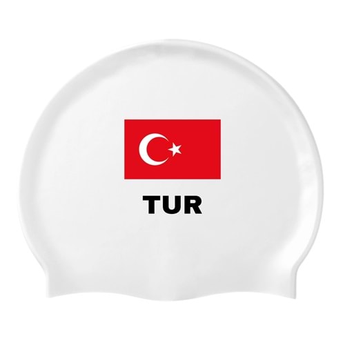 İKAVİ Türk Bayrağı “TUR” Silikon Deniz ve Havuz Bonesi – Beyaz