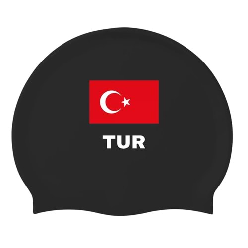İKAVİ Türk Bayrağı “TUR” Silikon Deniz ve Havuz Bonesi – Siyah
