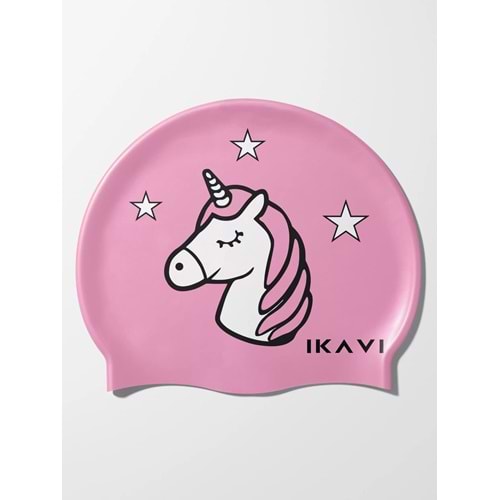 İKAVİ Pembe Unicorn Baskılı Silikon Deniz ve Havuz Bonesi