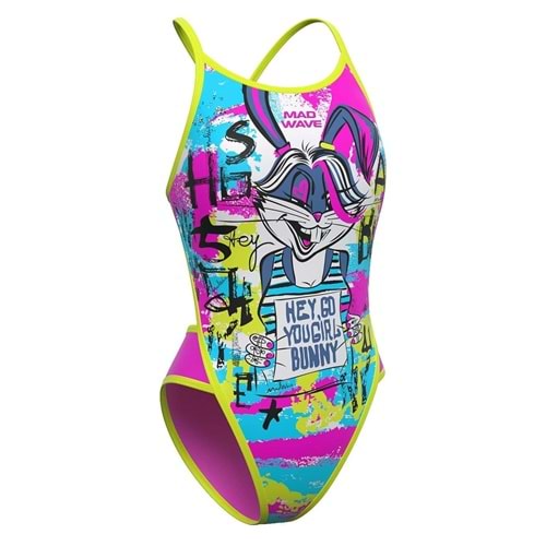 Mad Wave Kız Çocuk Mayosu antichlor Diana junior - Renkli - XXL/14-15 YAŞ